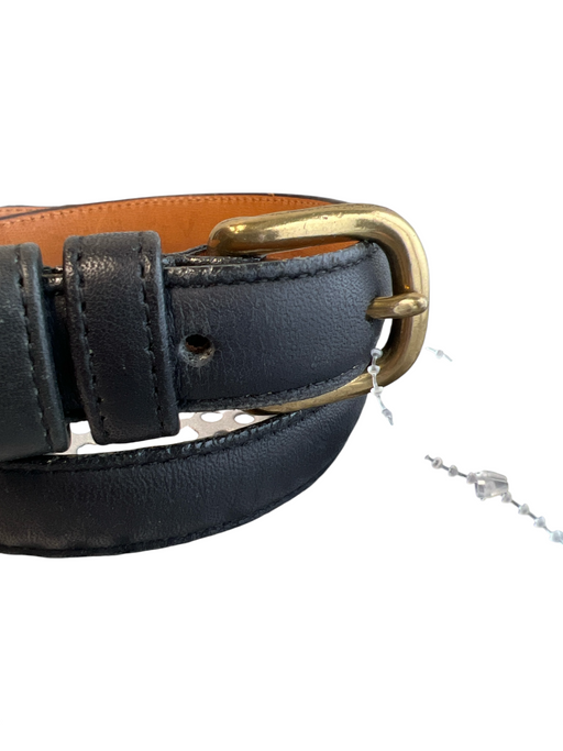 Coach Black Leather Brass Buckle Thin Belts Black / 30