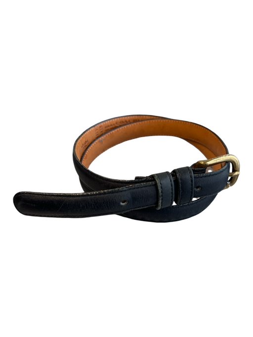 Coach Black Leather Brass Buckle Thin Belts Black / 30