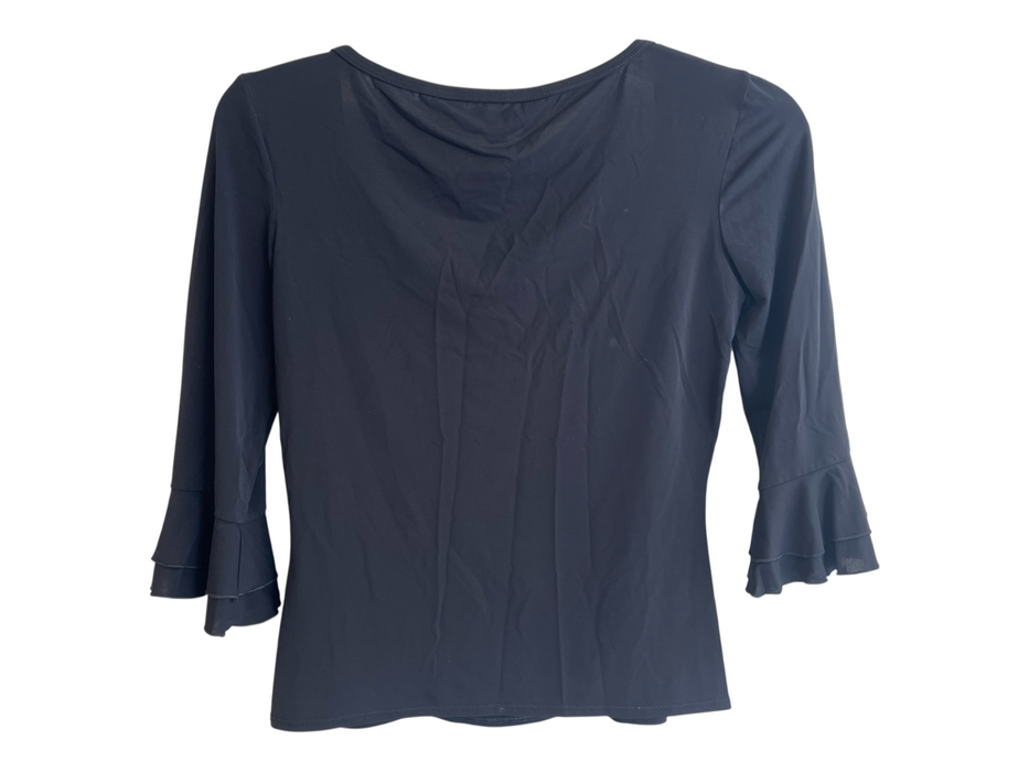 Trina Turk Size Small Black Viscose Blend Scoop Neck 3/4 Sleeve Top Black / Small