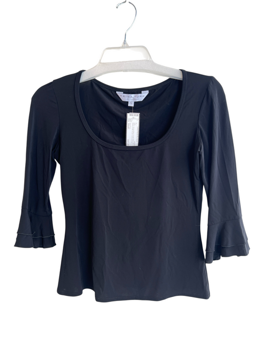 Trina Turk Size Small Black Viscose Blend Scoop Neck 3/4 Sleeve Top Black / Small