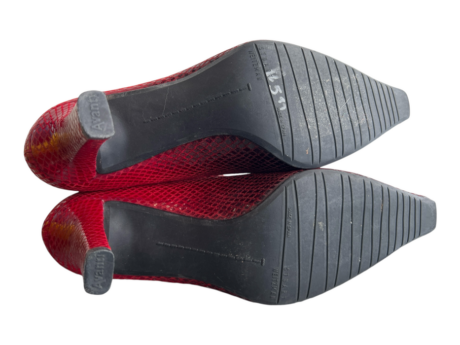 Stuart Weitzman Shoe Size 6 Red Leather Suede Ombre Pointed Square Toe Booties Red / 6