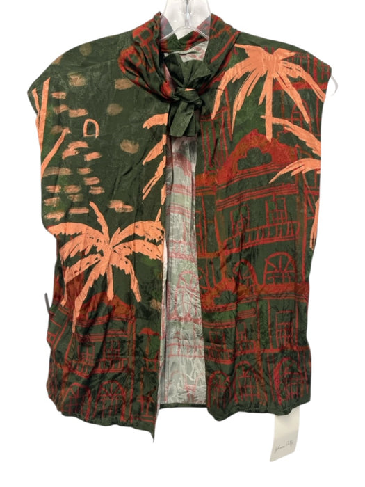 Johanna Ortiz Size 2 Red, Pink, Green Viscose Sleeveless Abstract Print Top Red, Pink, Green / 2