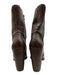 Coclico Shoe Size 37 Brown Leather Almond Toe High Block Heel Side Zip Booties Brown / 37