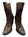 Coclico Shoe Size 37 Brown Leather Almond Toe High Block Heel Side Zip Booties Brown / 37