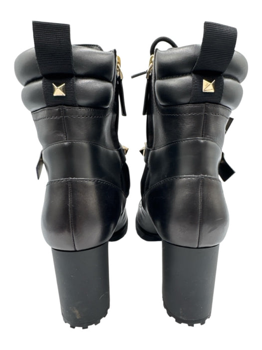 Valentino Garavani Shoe Size 38.5 Black Leather Gold Studs Combat Booties Black / 38.5