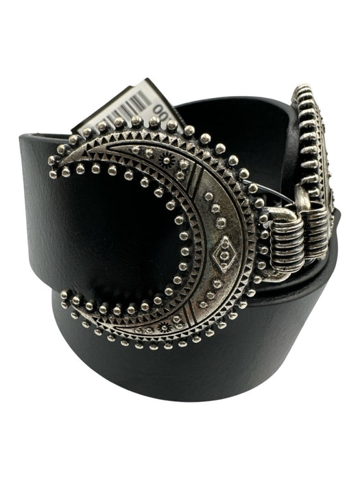 Ba&sh Black & Silver Leather Adjustable Hook Moon Belts Black & Silver / 85