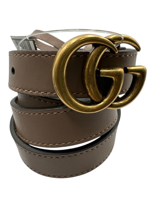 Gucci Taupe Gray Leather Brass Buckle Thin GG Marmont Belts Taupe Gray / 80/32