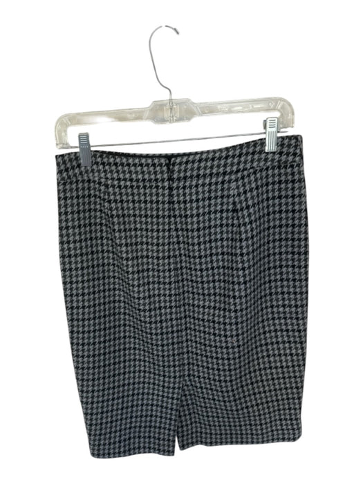 J Crew Size 2 Black & Gray Polyester & Wool Houndstooth Back Zip Back Slit Skirt Black & Gray / 2