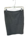 J Crew Size 2 Black & Gray Polyester & Wool Houndstooth Back Zip Back Slit Skirt Black & Gray / 2