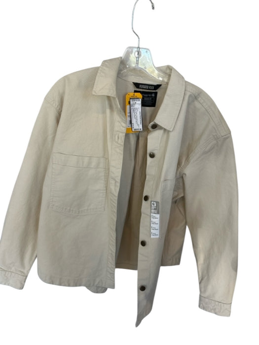 Carhartt NWT Size L Cream Cotton Blend Pockets Button Up Collar Men's Jacket Cream / L