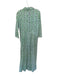 Julia Amory Size S Green & White Cotton Long Sleeve Botanical Buttons Maxi Dress Green & White / S