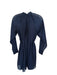 Rebecca Taylor Size XS Navy Cotton & Silk Long Balloon Sleeve V Neck Dress Navy / XS