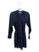 Rebecca Taylor Size XS Navy Cotton & Silk Long Balloon Sleeve V Neck Dress Navy / XS