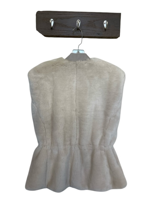 Rebecca Taylor Size Est S Gray & Cream Lamb leather Faux Fur Full ZIp Vest Gray & Cream / Est S