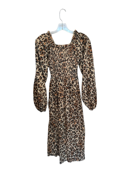 Mille Resort & Travel Size XS Tan & black Cotton Long Balloon Sleeve Maxi Dress Tan & black / XS