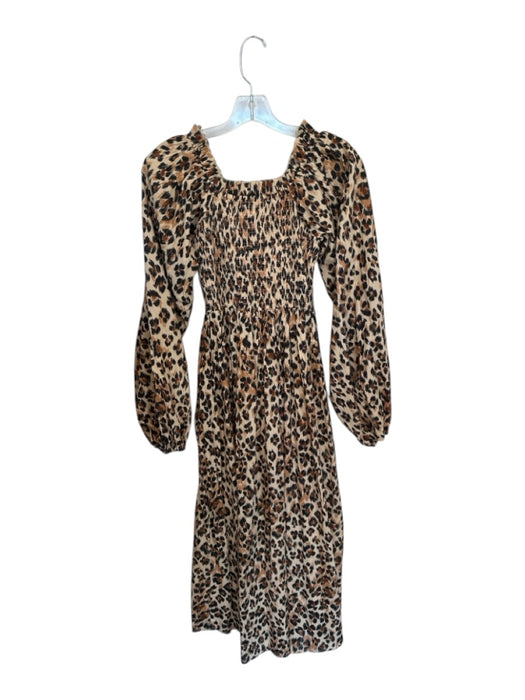 Mille Resort & Travel Size XS Tan & black Cotton Long Balloon Sleeve Maxi Dress Tan & black / XS