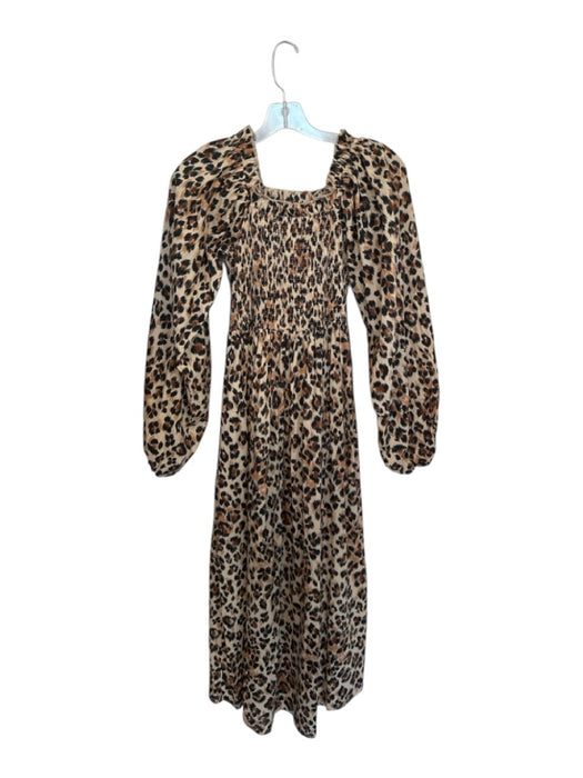 Mille Resort & Travel Size XS Tan & black Cotton Long Balloon Sleeve Maxi Dress Tan & black / XS