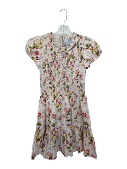 Hill House Size XS Pink & Multi Cotton Short Sleeve Botanical Smocked Mini Dress Pink & Multi / XS