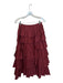 English Factory Size XS Maroon Cotton Side Zip Pleated Tiered Maxi Skirt Maroon / XS