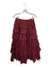English Factory Size XS Maroon Cotton Side Zip Pleated Tiered Maxi Skirt Maroon / XS