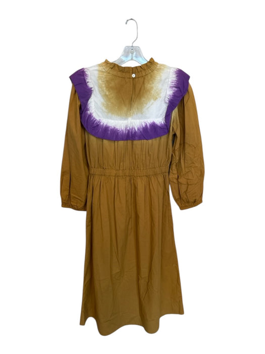 Sea New York Size 0 Brown & Purple Cotton Long Balloon Sleeve Tie Dye Maxi Dress Brown & Purple / 0