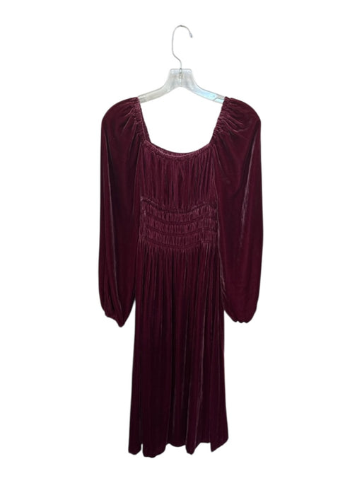 Hill House Size XS Maroon Velvet Long Balloon Sleeve smocked Maxi Dress Maroon / XS