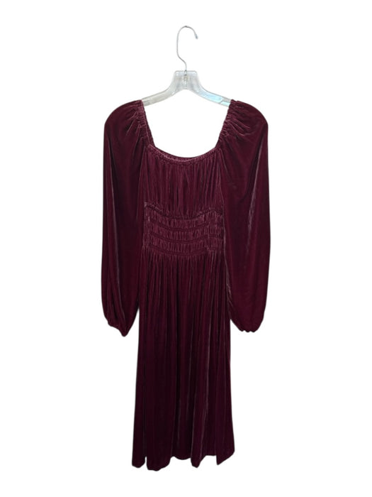 Hill House Size XS Maroon Velvet Long Balloon Sleeve smocked Maxi Dress Maroon / XS