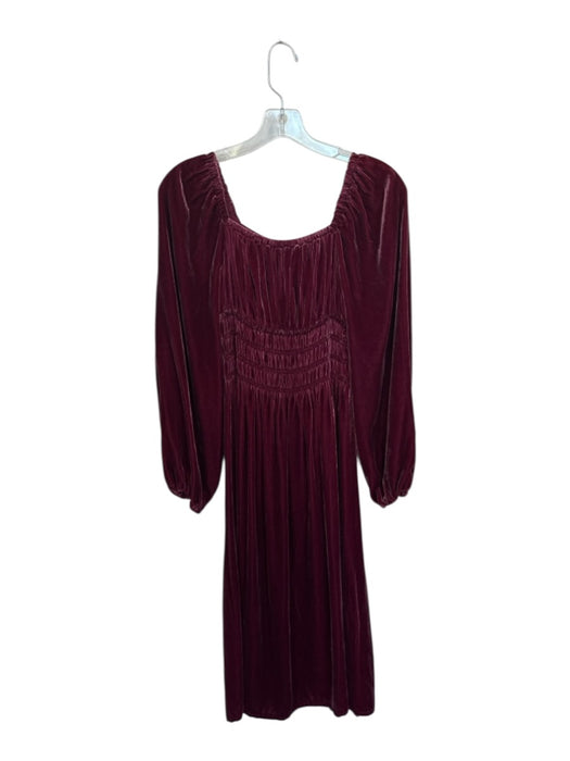 Hill House Size XS Maroon Velvet Long Balloon Sleeve smocked Maxi Dress Maroon / XS