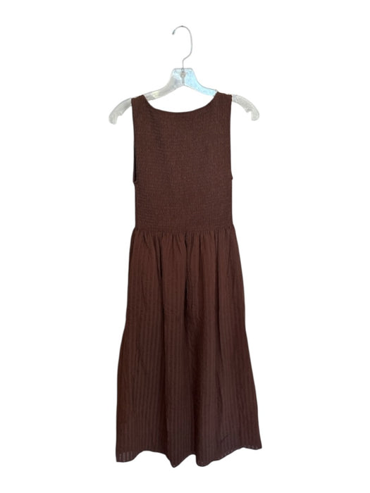 Hill House Size XS Brown Rayon Blend Smocked Striped Sleeveless Maxi Dress Brown / XS