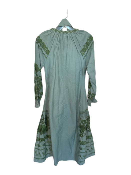 Julia Amory Size XS Sage & Green Cotton Long Balloon Sleeve Embroidered Dress Sage & Green / XS