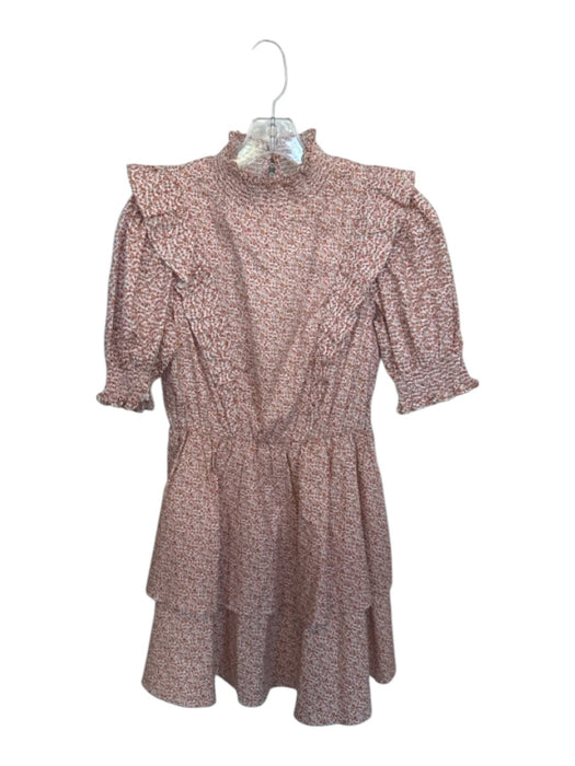 English Factory Size XS Pink & Orange Cotton 3/4 Balloon Sleeve Flowers Dress Pink & Orange / XS