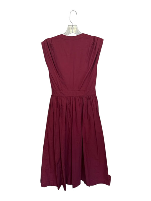 English Factory Size XS Wine Cotton Cap Sleeve Button Down Pleat Detail Dress Wine / XS
