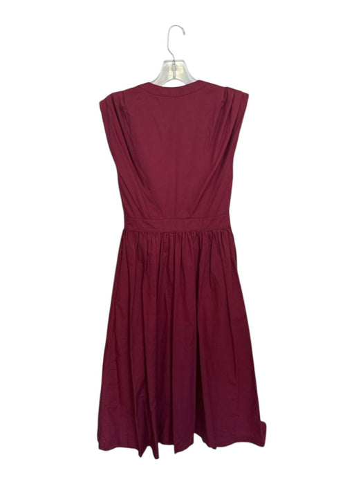English Factory Size XS Wine Cotton Cap Sleeve Button Down Pleat Detail Dress Wine / XS