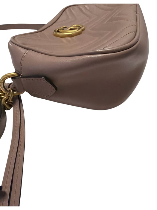 Gucci Taupe & Gold Leather Matelasse Chain Strap Crossbody Bag Taupe & Gold / S