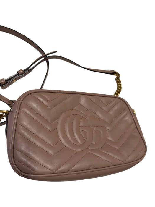 Gucci Taupe & Gold Leather Matelasse Chain Strap Crossbody Bag Taupe & Gold / S