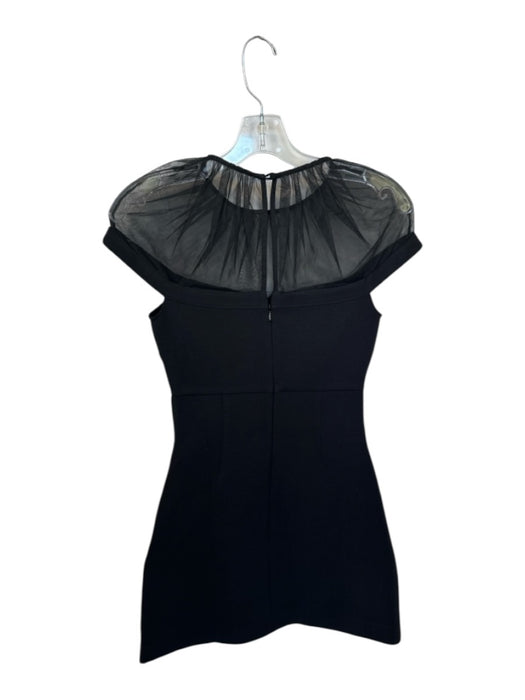 Self-Portrait Size 0 Black & Silver Polyester Cap Sleeve Rhinestone Bows Dress Black & Silver / 0