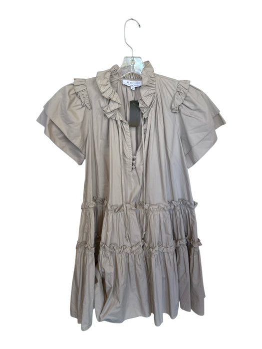 Hunter Bell Size XS Mushroom Cotton Short Sleeve Ruffles Buttons Dress Mushroom / XS
