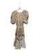 Ulla Johnson Size 00 Cream & Teal blue Cotton Short Balloon Sleeve Tie Dye Dress Cream & Teal blue / 00
