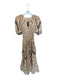 Ulla Johnson Size 00 Cream & Teal blue Cotton Short Balloon Sleeve Tie Dye Dress Cream & Teal blue / 00