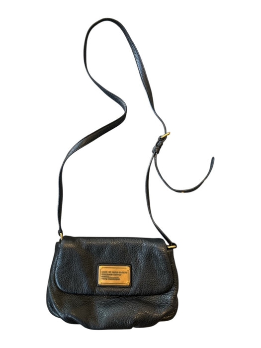 Marc Jacobs Black & Gold Leather Pebbled Magnetic Close Crossbody Bag Black & Gold / S