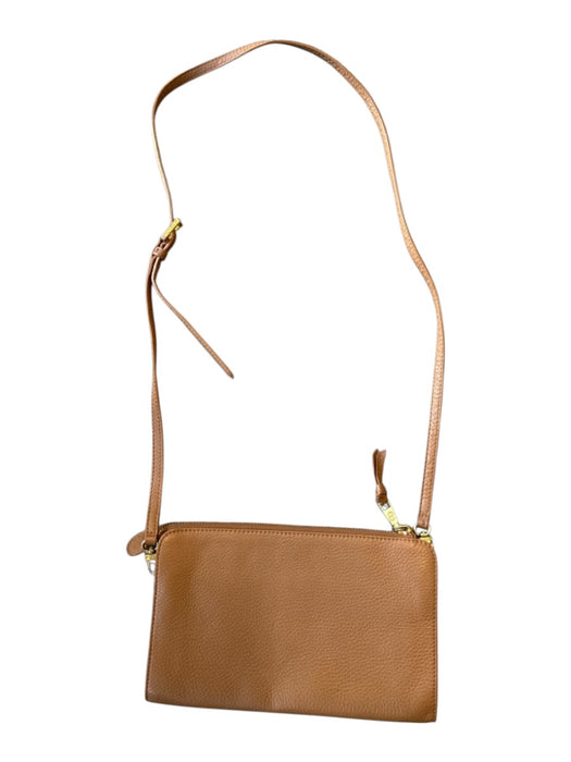 Tory Burch Tan & Gold Leather Zip Close Crossbody Bag Tan & Gold / S