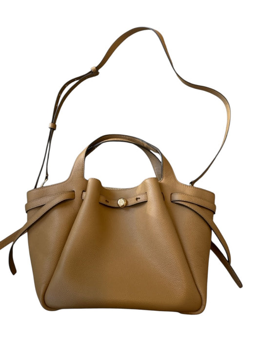 Tory Burch Tan Leather Top Handles Magnetic Close Structured Long strap Bag Tan / M