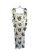 Antonio Melani Size 0 Cream & Green Cotton Blend Long Sleeve Jaquard slit Dress Cream & Green / 0