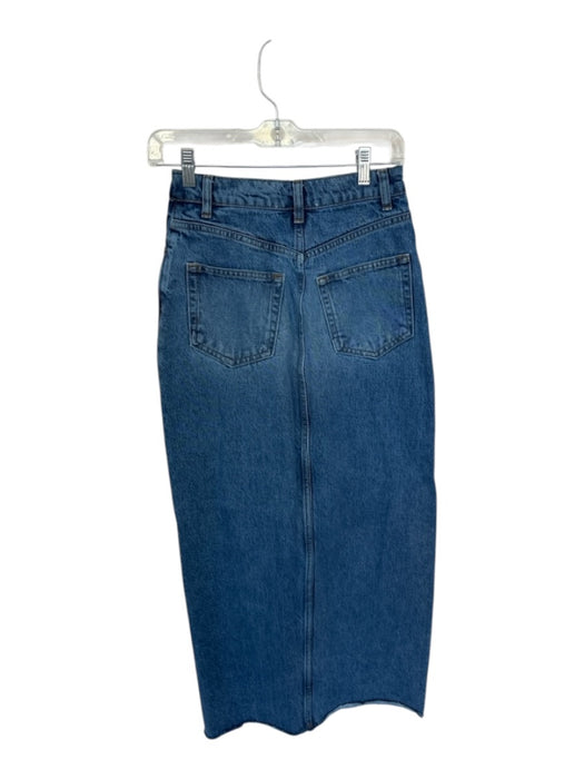 Reformation Size 25 Med Light Wash Cotton High Waist Slit Denim Maxi Skirt Med Light Wash / 25