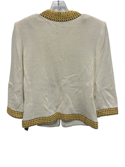 St. John Collection Size 4 Cream White & Yellow No Fabric Tag Knit Jacket Cream White & Yellow / 4