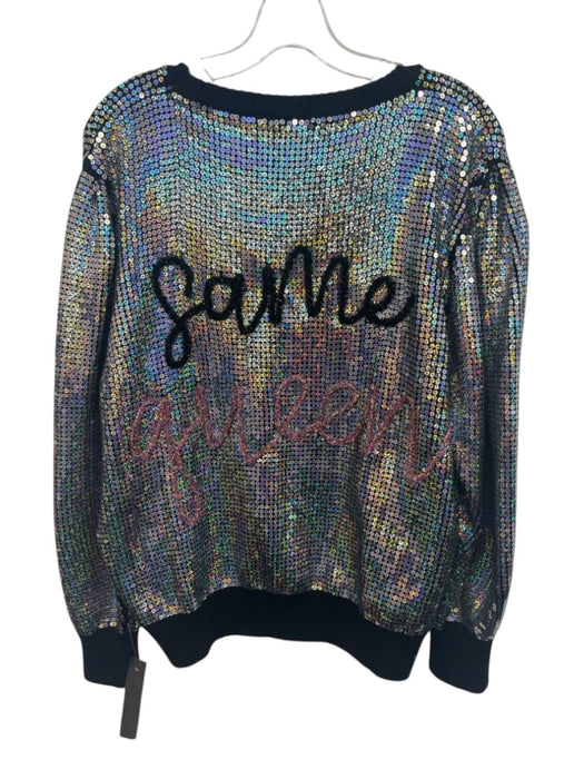 Queen of Sparkles Size L Black & Holographic Viscose Blend Slogan Sweater Black & Holographic / L