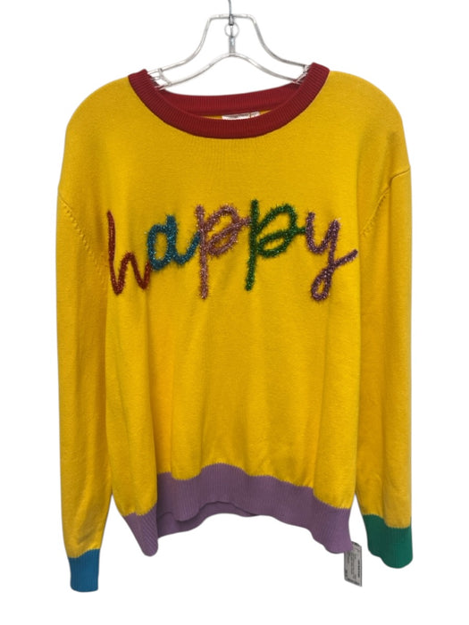 Queen of Sparkles Size L Yellow & Multi Acrylic Blend Knit Tinsel Detail Sweater Yellow & Multi / L
