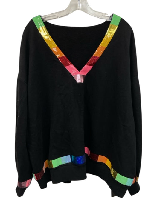 Queen of Sparkles Size Est L Black & Multi Cotton Blend Sequin Design Sweater Black & Multi / Est L