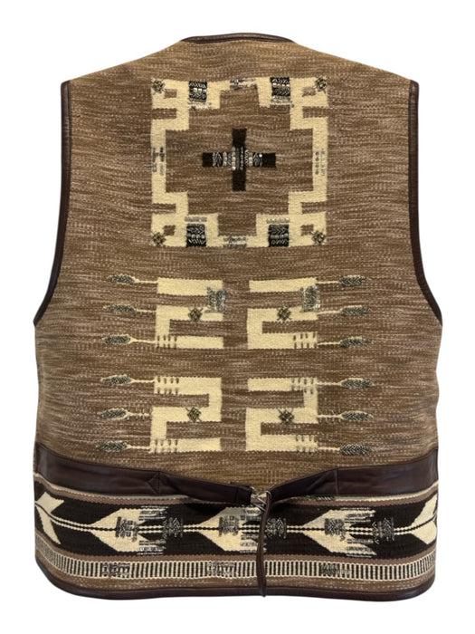 Ralph Lauren Collection Size L Brown & Beige Cotton Beaded & Sequined Vest Brown & Beige / L
