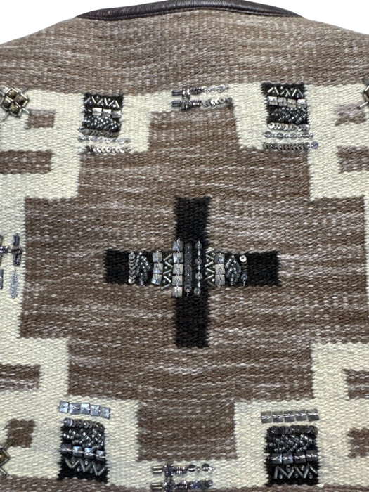 Ralph Lauren Collection Size L Brown & Beige Cotton Beaded & Sequined Vest Brown & Beige / L